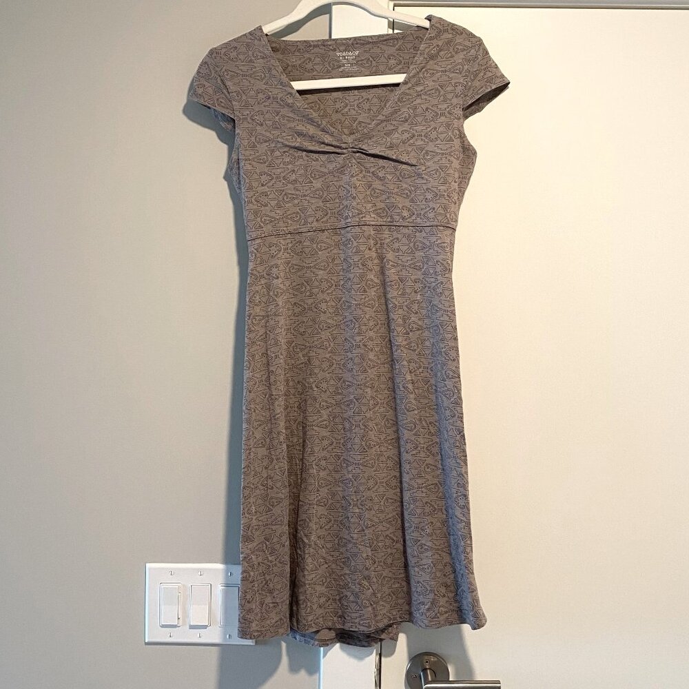 Toad&Co Rosemarie Aztec Dress in Taupe Sz XS Athleisure Sustainable Organic